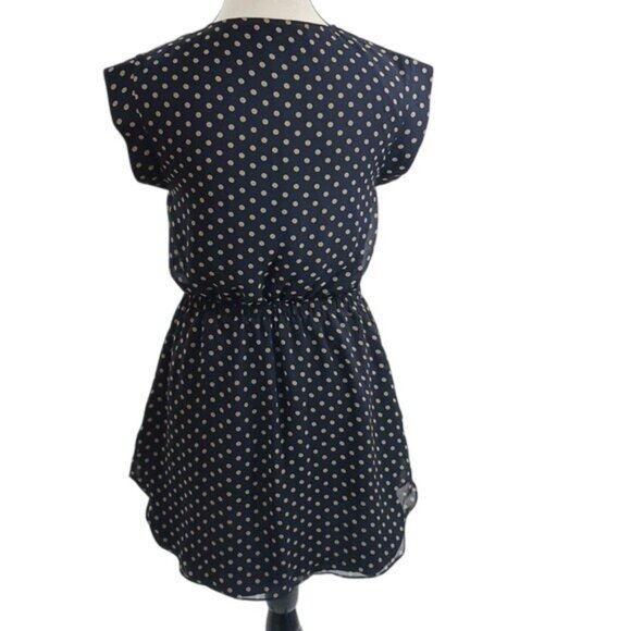 Pipette Alice Ritter Dress Womens Size 2 Blue Tan Polka Dot Cap Sleeve Mini - Picture 5 of 8